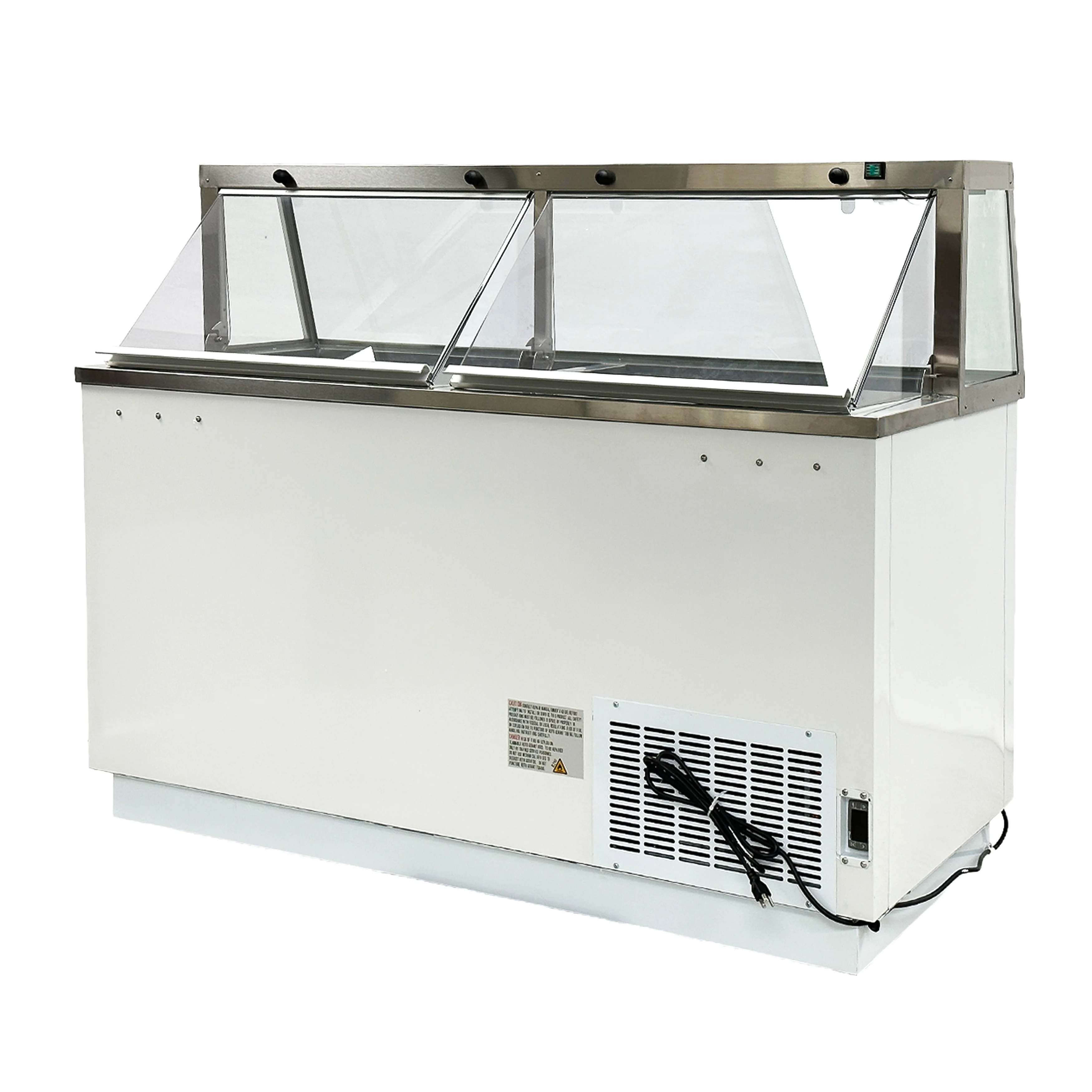 68 in. 12 Tub Ice Cream Gelato Dipping Cabinet Display Freezer, Understorage Big Capacity, Viewing Window, White