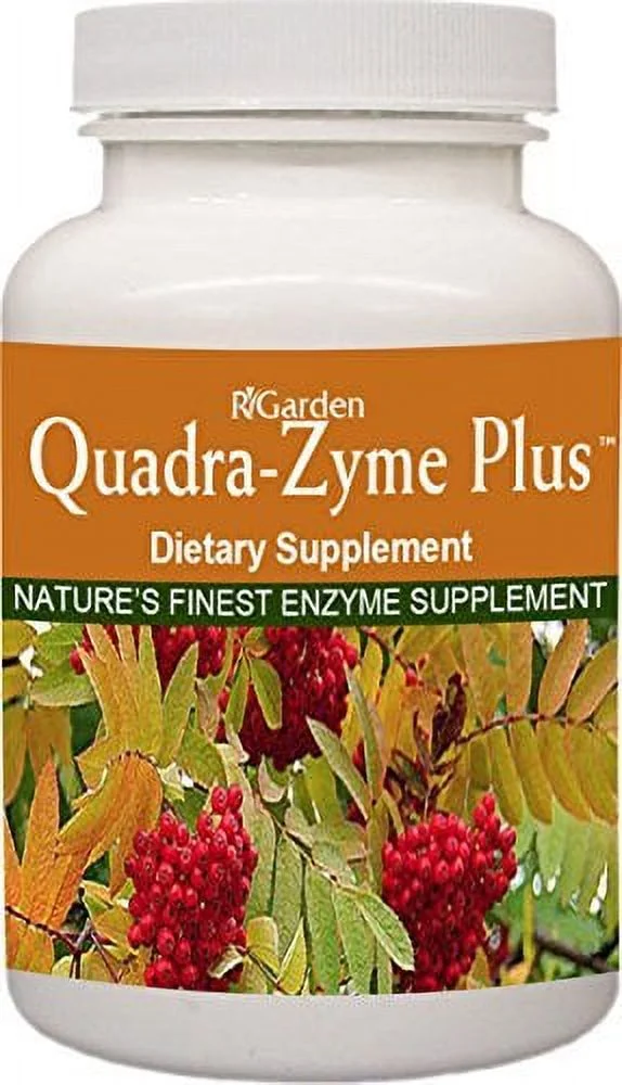R-Garden Quadra-Zyme Plus Dietary Enzyme Nutritional Supplement - Improves Food Digestion System - 180 Capsules Supplements per Bottle