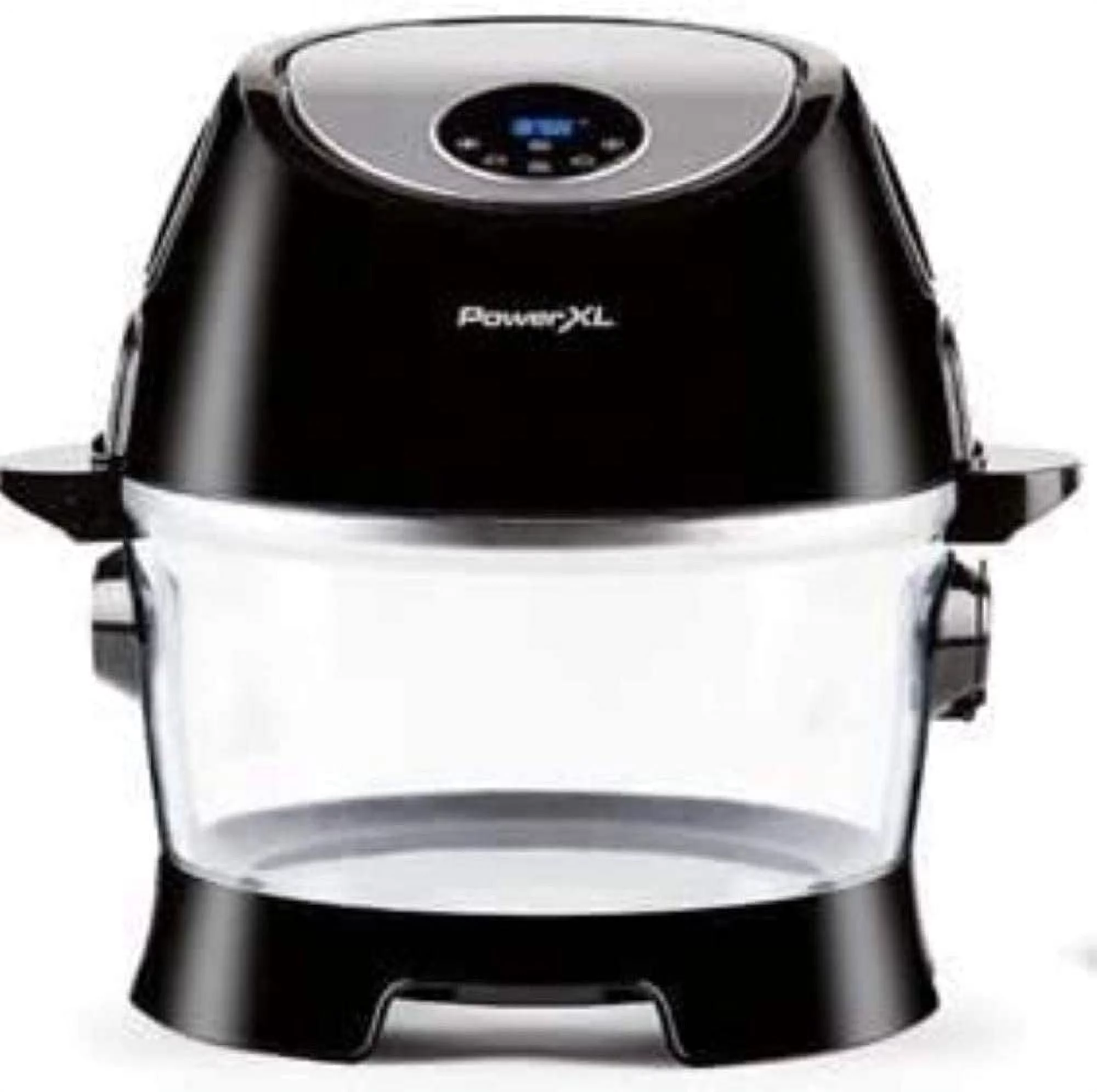 PowerXL Turbo Air Fryer, XL Large Capacity with Glass Bowl, LED Digital Touchscreen; Rotisserie, Air Fry, Roast, Broil, Bake, Dehydrate, Recipe Book, 10-Quart, Black