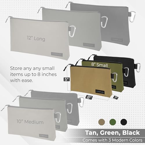 COREFLEX Premium Tool Pouch Zipper Bag, Small Tool Bag, Multipurpose Storage pouch, Heavy duty Flat Bottom Tool bag with YKK Zipper (6 pack Large 12inch)