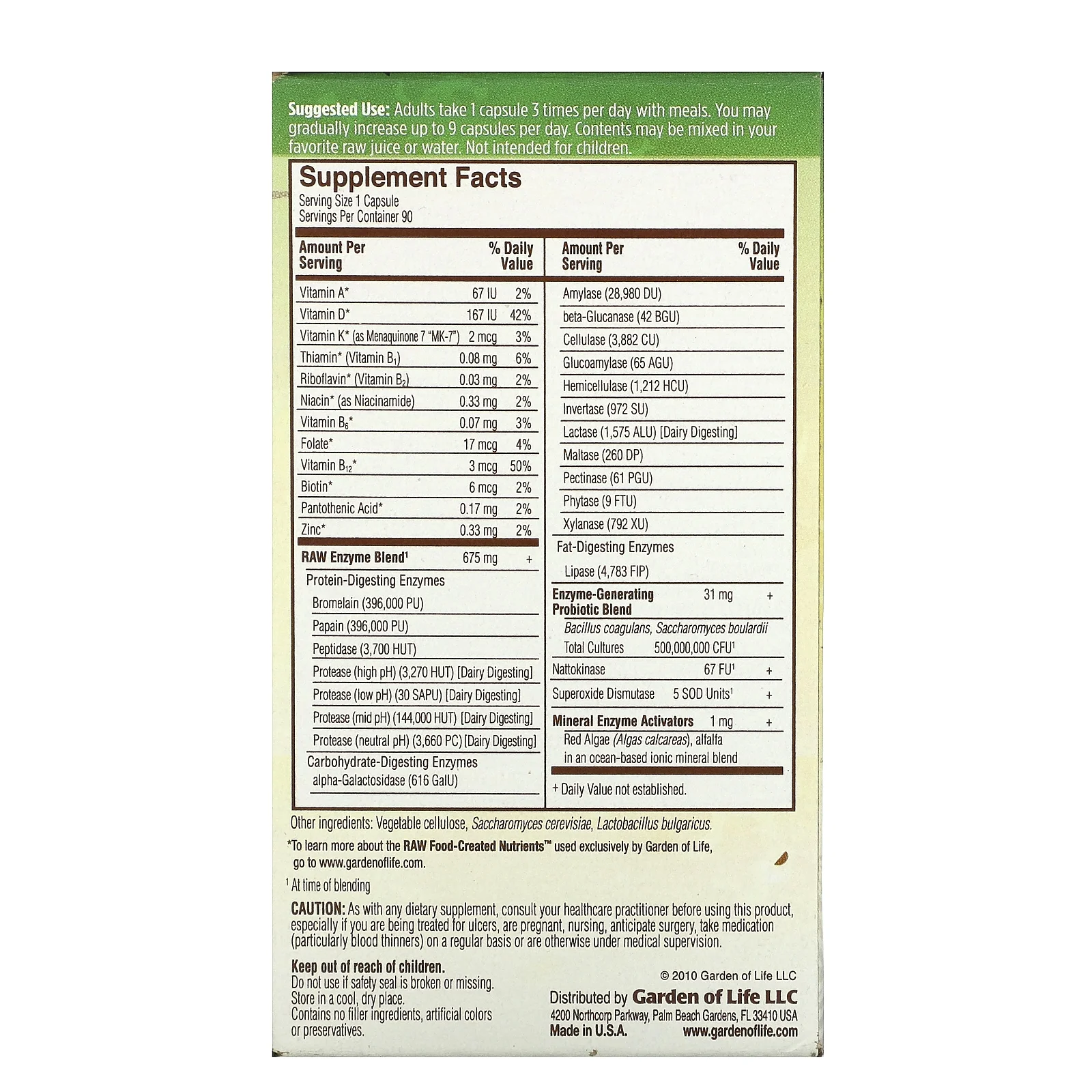 Garden of Life Raw Enzymes Men 50 & Wiser 90 Veg Caps