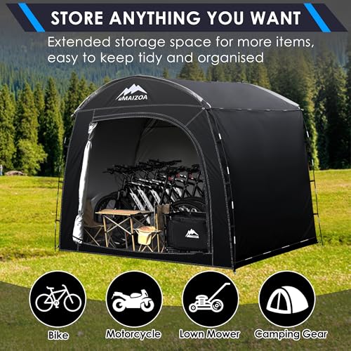 Bike Storage Shed Tent, 98*59*79 Inches Outdoor Portable Storage Tent, Made of 210D Oxford Cloth PU4000mm Waterproof Fabric, Suitable For Storing Bicycles, Motorbikes, Garden Tools, Lawn Mower