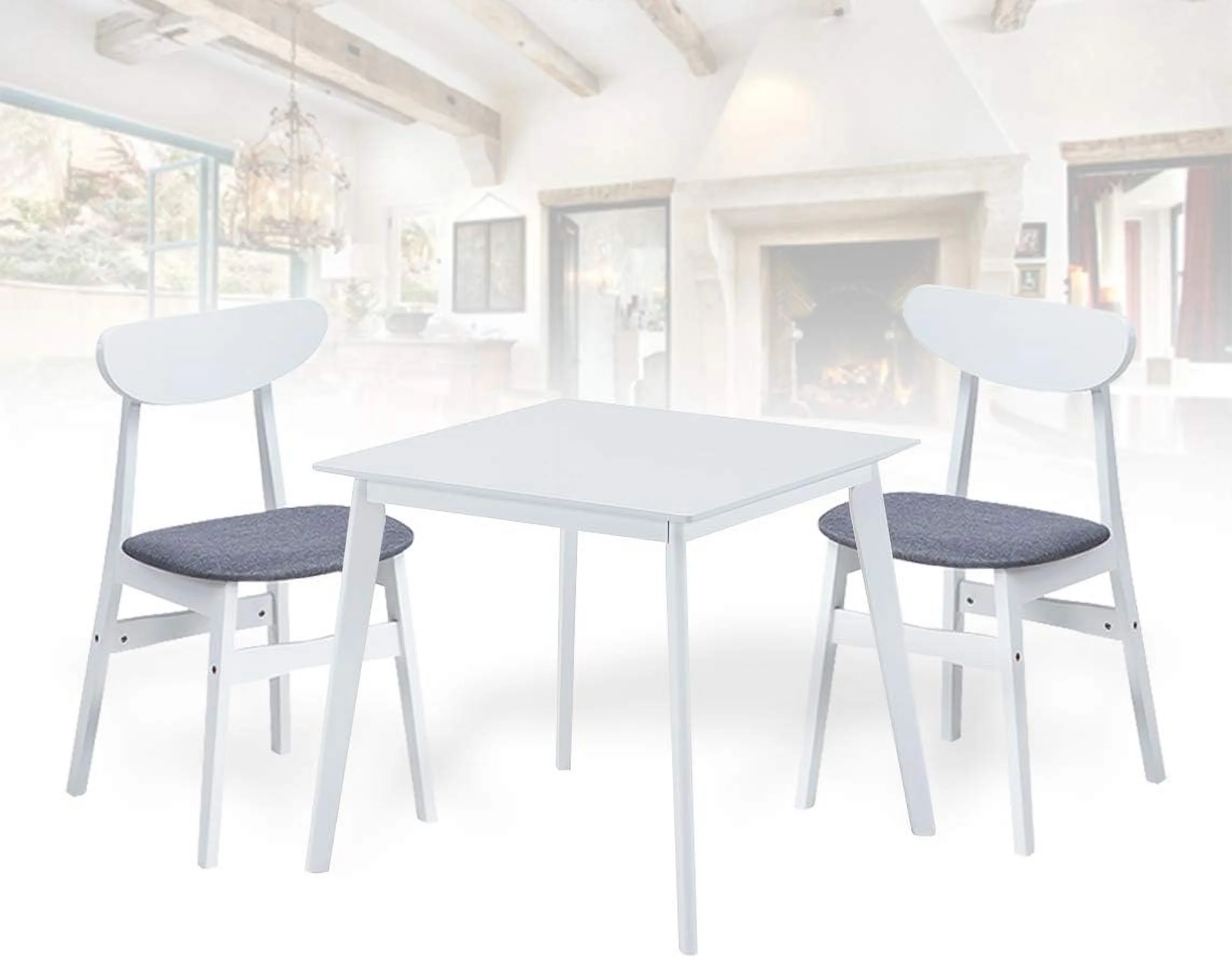 Dining Room Extendable Table Modern Solid Wood White Color