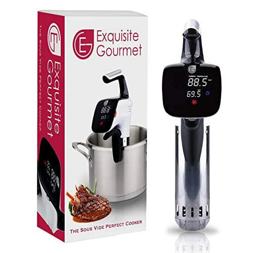 Exquisite Gourmet, The Sous Vide Perfect Cooker - 850 Watt - Pro-Level Cooking Gadget, Digital LCD Indicator - Stainless Steel - Make gourmet quality food at home! - White/Silver