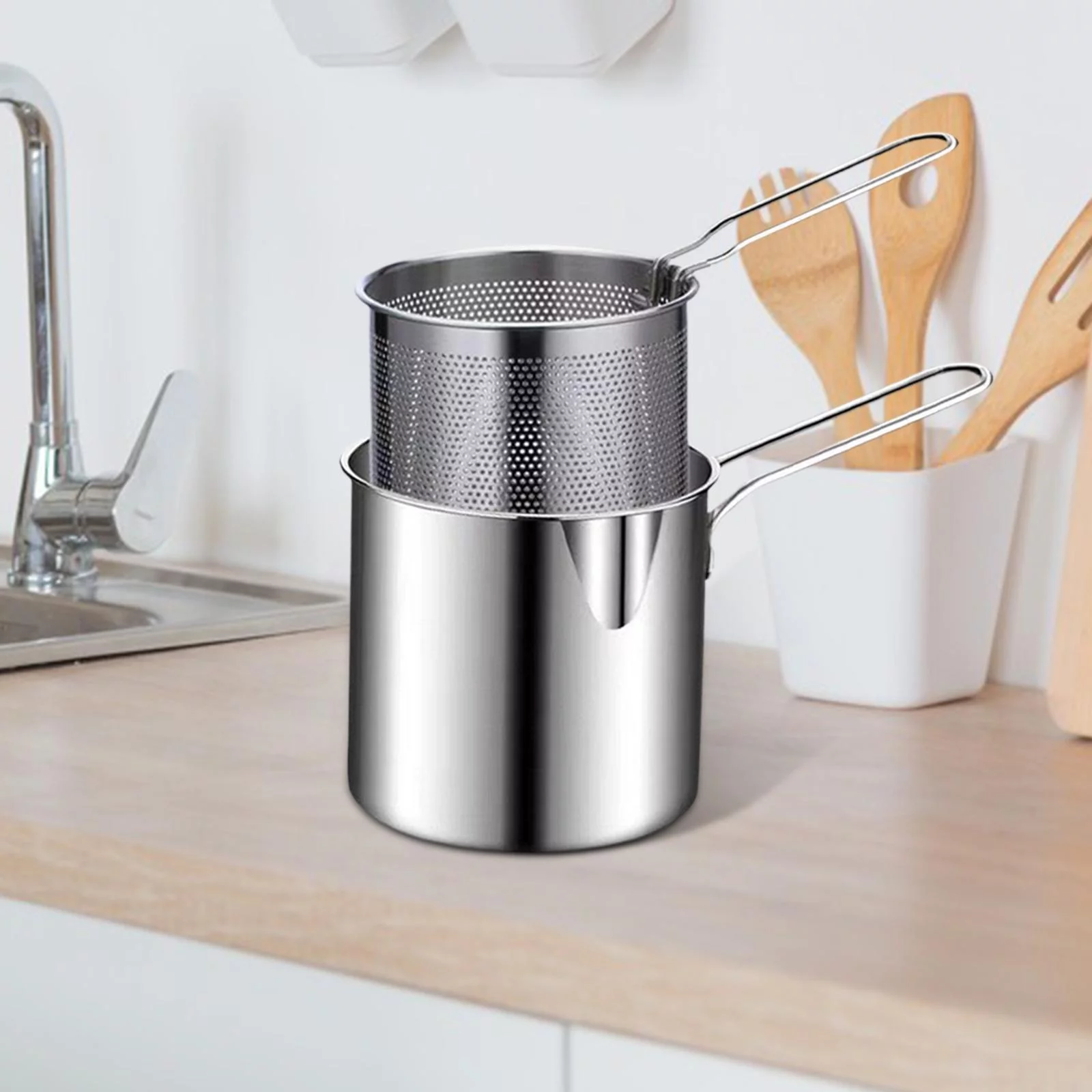 Stainless Steel Deep Fryer Pot with Basket for Outdoor Party Fried Chicken Legs,French Fries,Cooking Tools