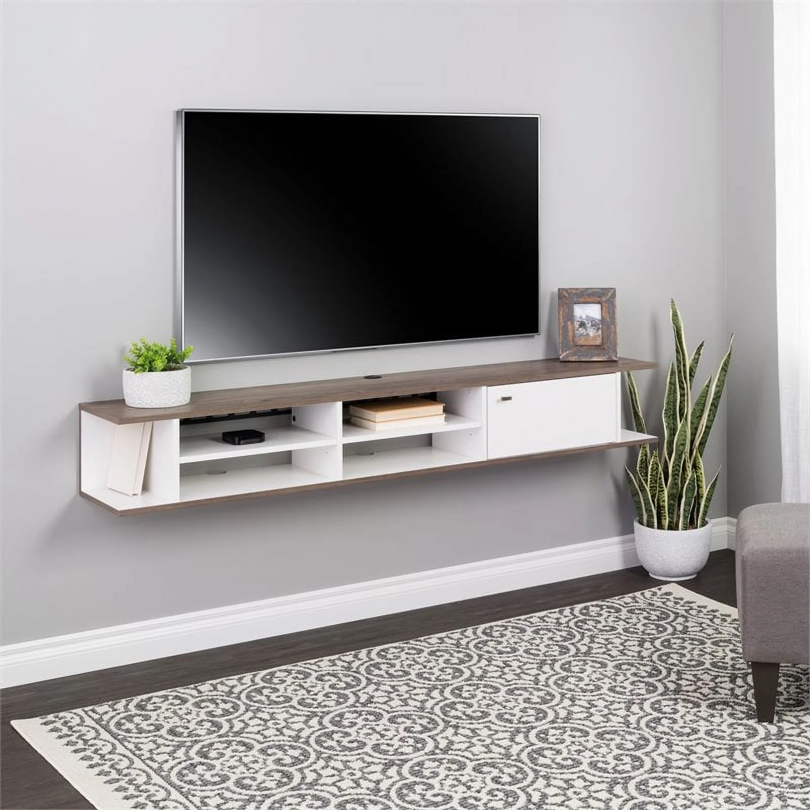 Pemberly Row Transitional Wood Wall Mounted TV Stand for TVs up to 70