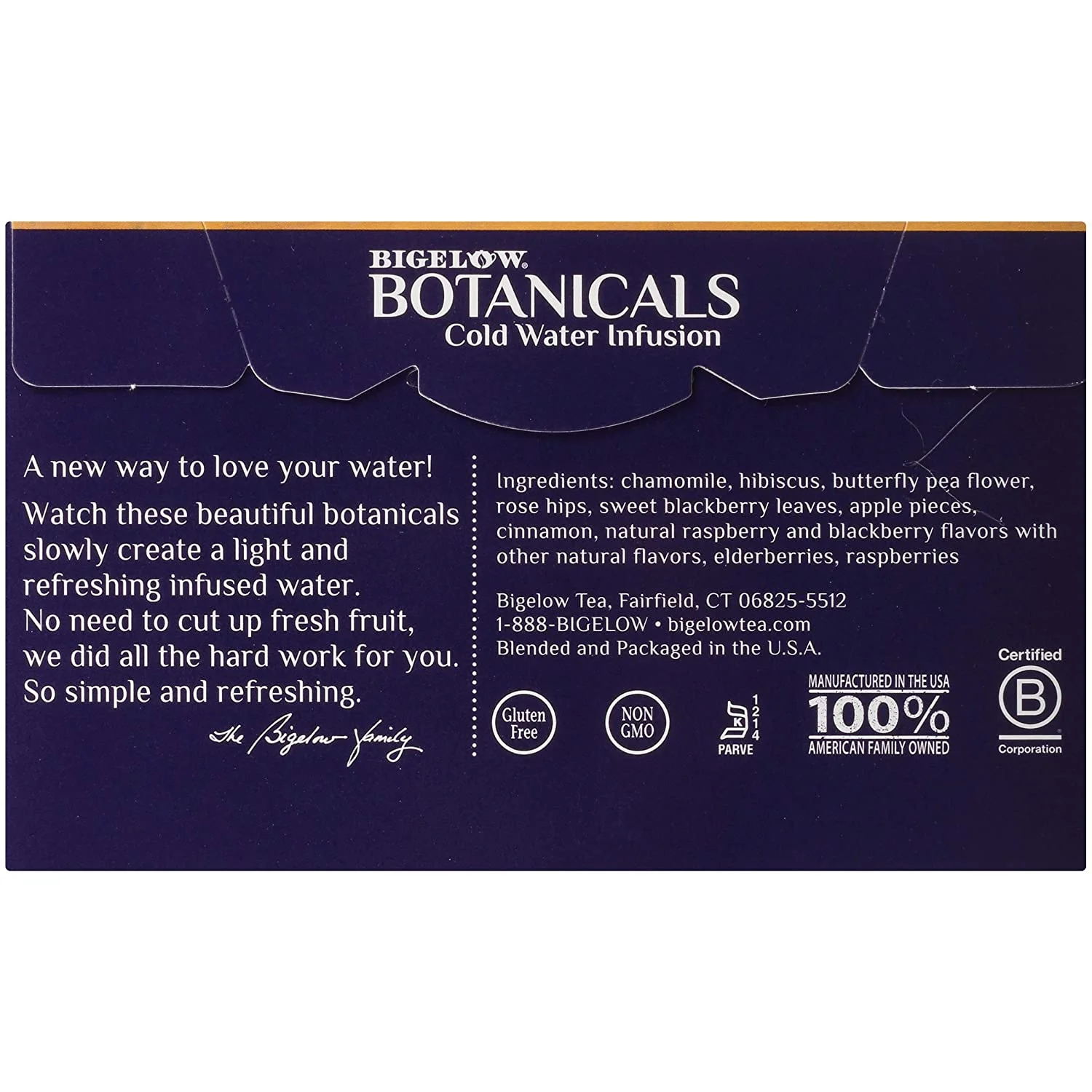 Bigelow Tea Botanicals Cold Water Infusion Caffeine Free Herbal Tea Blackberry Raspberry Hibiscus 18 Tea Bags Pack of 4