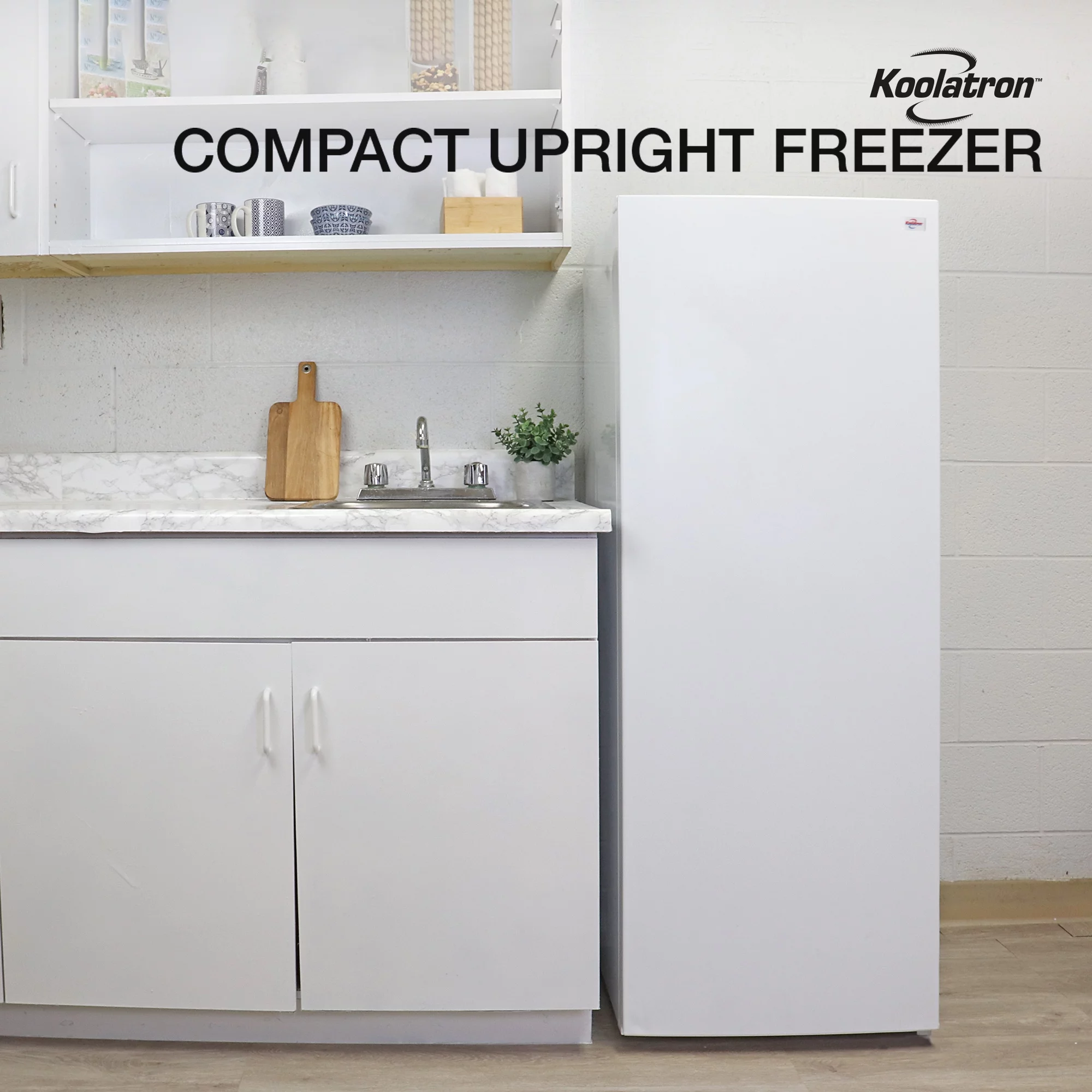 Koolatron Garage-Ready Upright Freezer, 7.0 cu ft (198L), White, Low-Frost, Space-Saving Flat Back