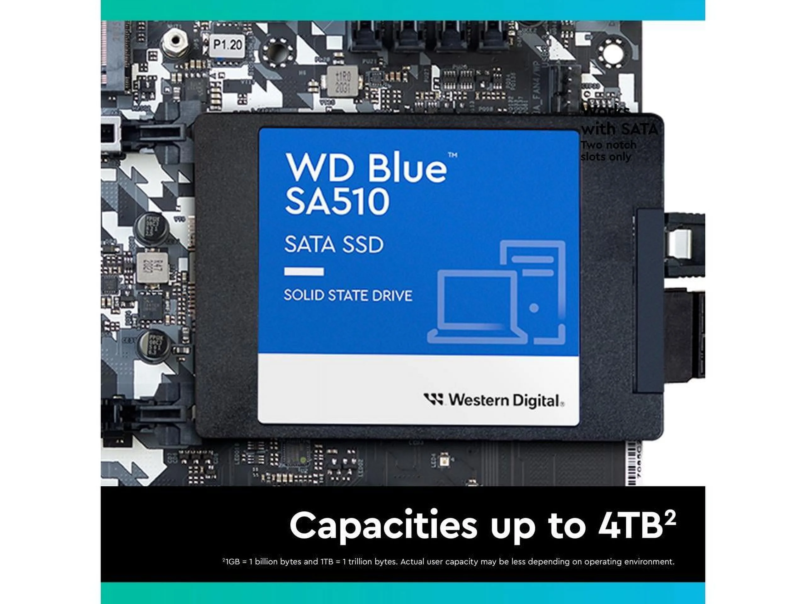 Western Digital 4TB WD Blue SA510 SATA SSD, Internal 2.5”/7mm Cased Solid State Drive - WDS400T3B0A