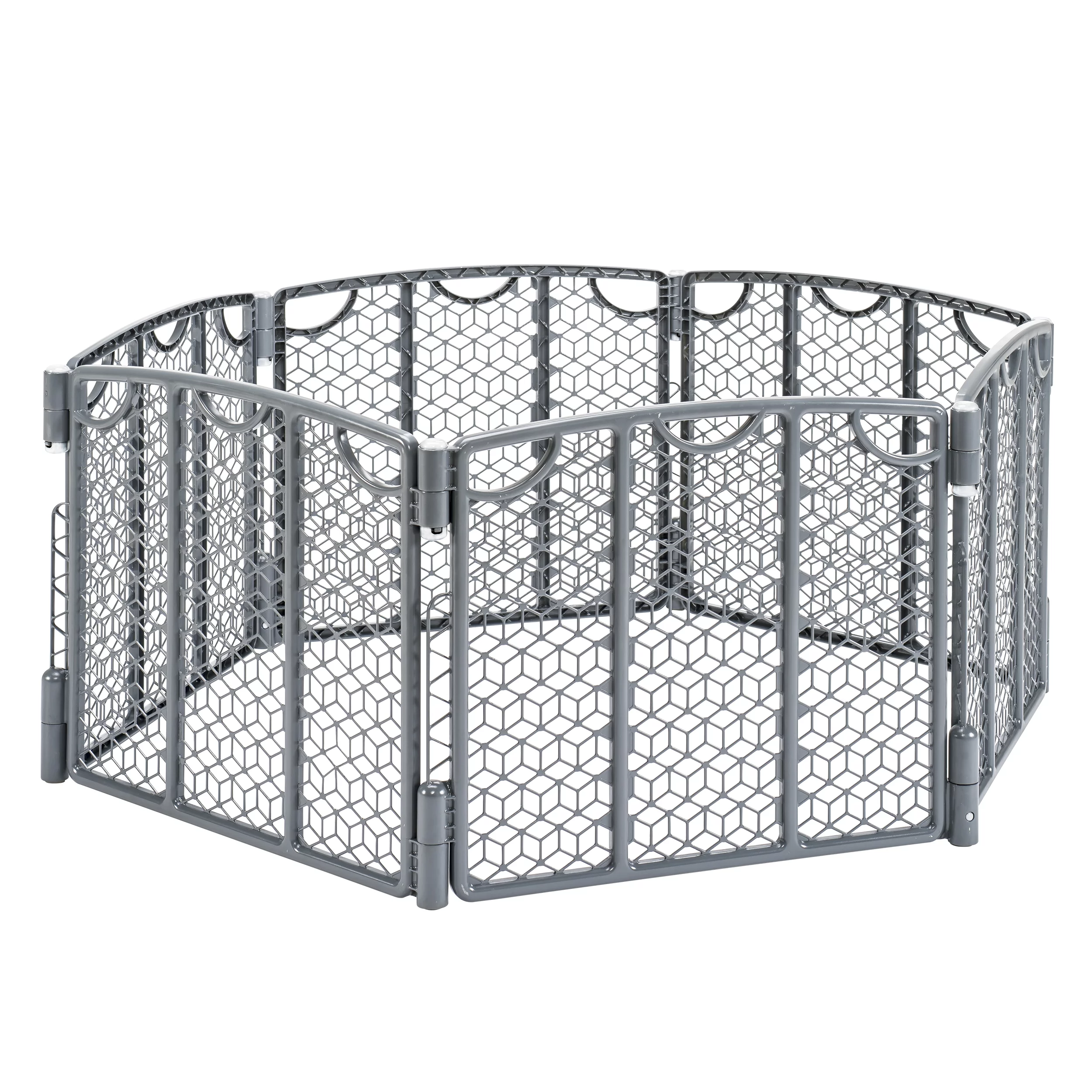 Evenflo Versatile Play Space Adjustable Freestanding Play Space Plastic Gate, 6-Panels, Cool Gray, Unisex
