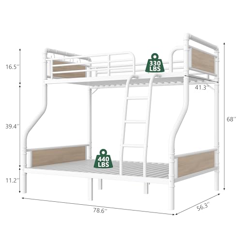 Metal Bunk Bed Twin Over Twin, Industrial Bunkbeds Heavy Duty Bed with Safety Guard Rails and Space-Saving Design, Steel Bed for School, Bedroom (Vintage Brown)