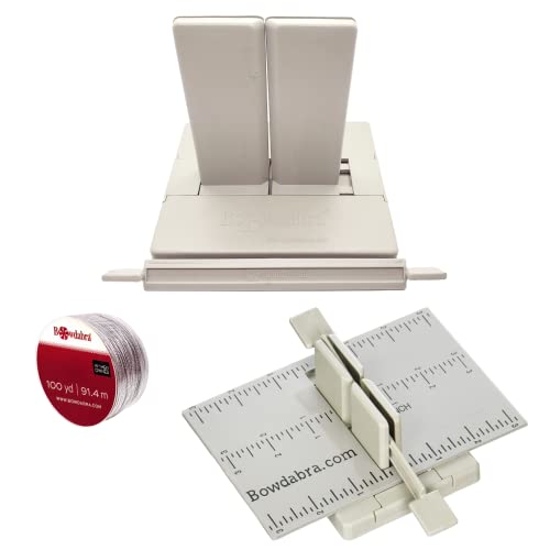 Bowdabra Combo Pack Bow Maker for Ribbon for Wreaths (Set of 4 Tools), Art Supplies Craft Kit Set, Bows for Crafts Wedding Decor, Arts and Crafts for Adults - Wreath Making Supplies Kit, Gray