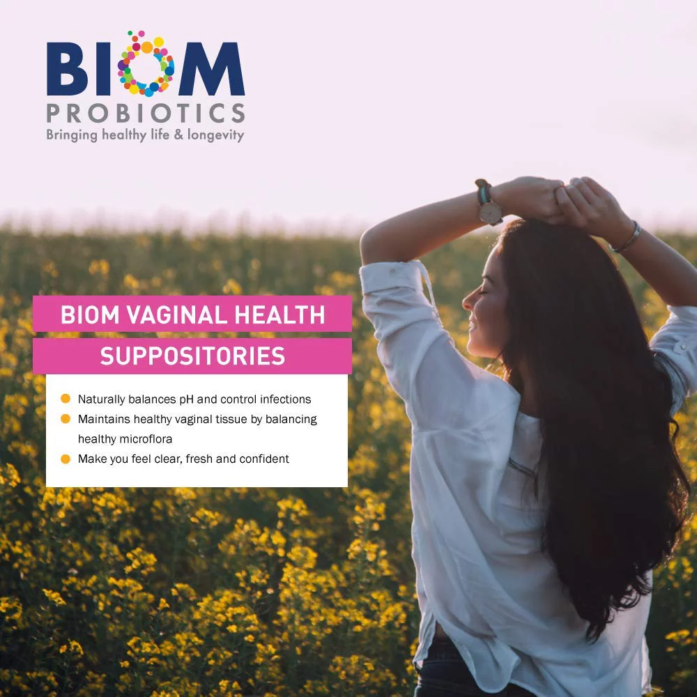 Biom Probiotics Vaginal Probiotic Suppository for Women, Natural, 15 Count