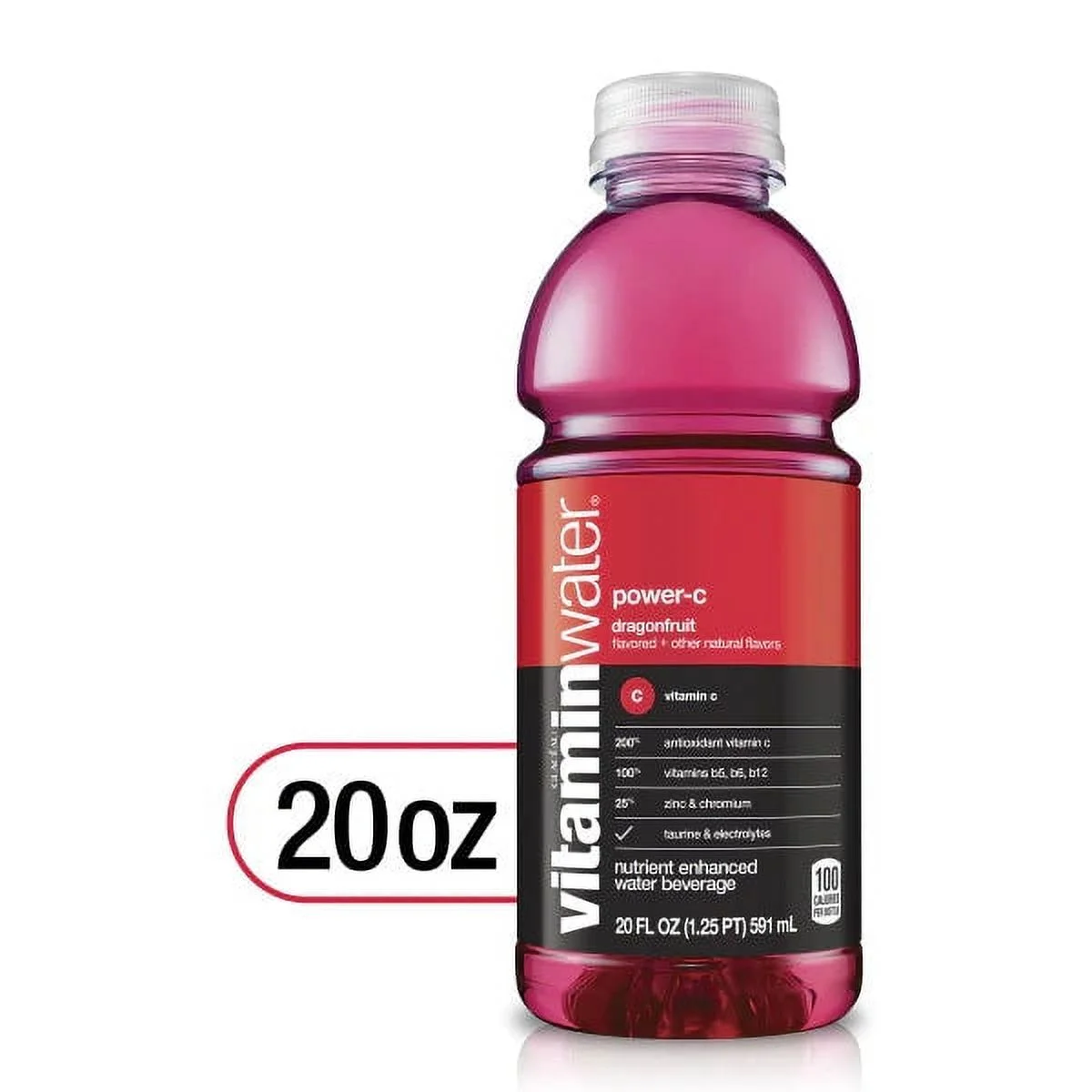 Vitaminwater Power-C Dragon Fruit, 20 Fl, Pack of 12