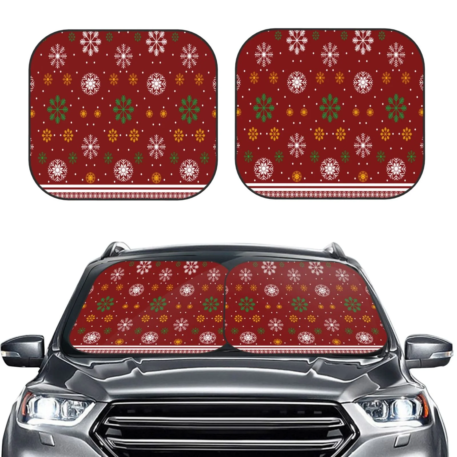 Daiia Merry Christmas Windshield Sun Shade 2 Pack Foldable Car Front Window Sunshade For Most Sedans Suv Truck Auto Sun Blocker Visor Protector Blocks Max Uv Rays