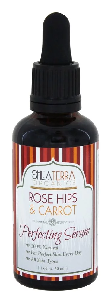 Shea Terra Rose Hips and Carrot Perfecting Serum | Nutrient Rich, All Natural & Organic Oil with Anti-Aging Vitamin A, E and Beta-Carotene for Clear and Glowing Youthful Skin ? 2 oz