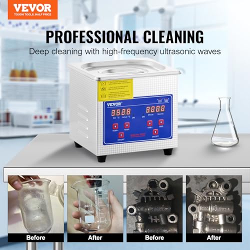 VEVOR Commercial Ultrasonic Cleaner 6L Professional Ultrasonic Cleaner 40kHz with Digital Timer&Heater 110V Excellent Cleaning Machine for Watch Instruments Industrial Parts Excellent Cleaner Solution