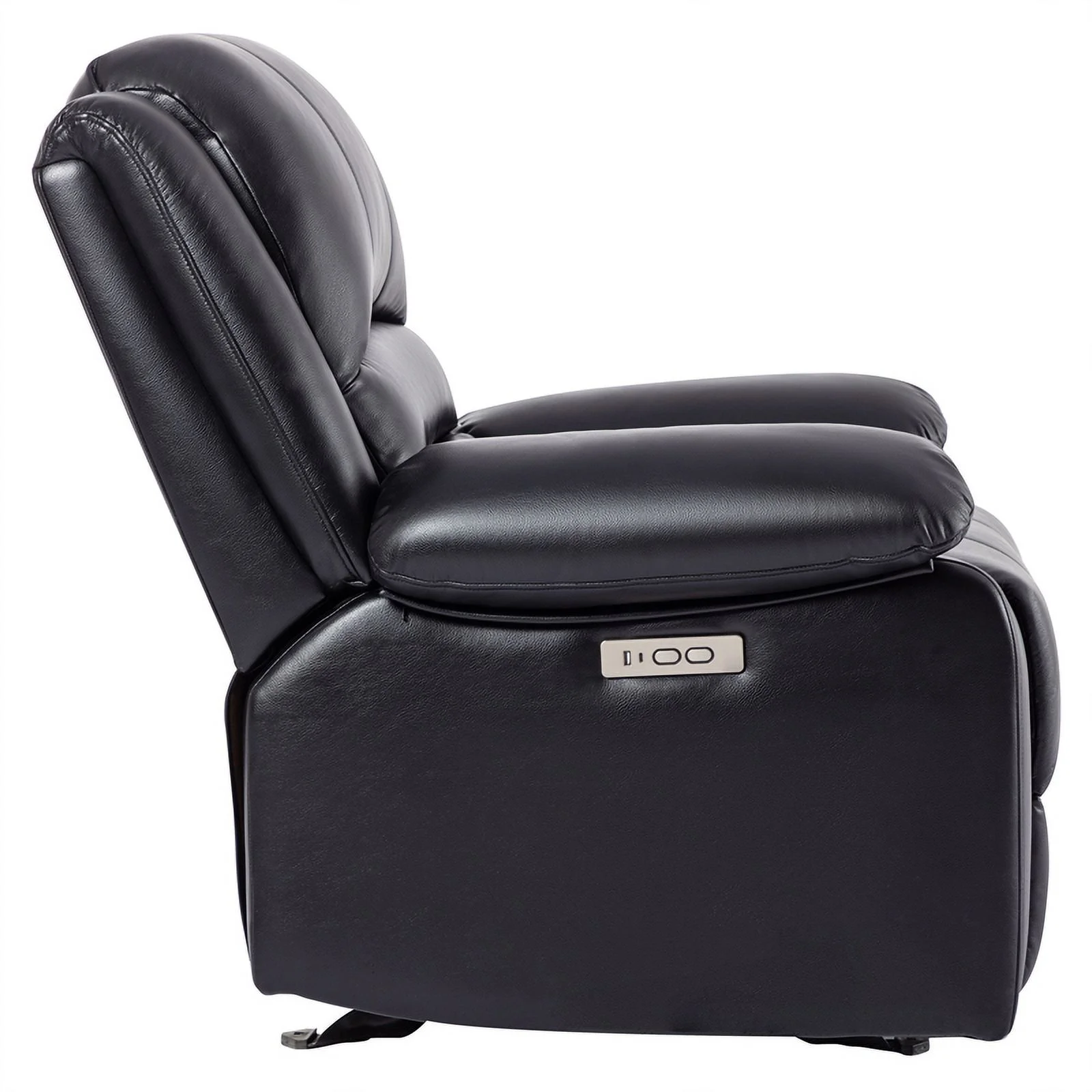 Maddie Home Faux Leather Power Recliner Glider with Plush Arms in Black