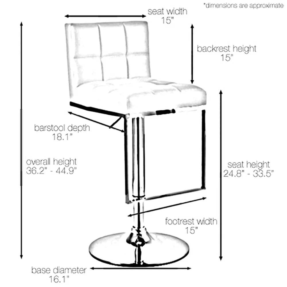 Set of 4 Modern Home Alex Contemporary Adjustable Height Counter/Bar Stool (Vanilla White)