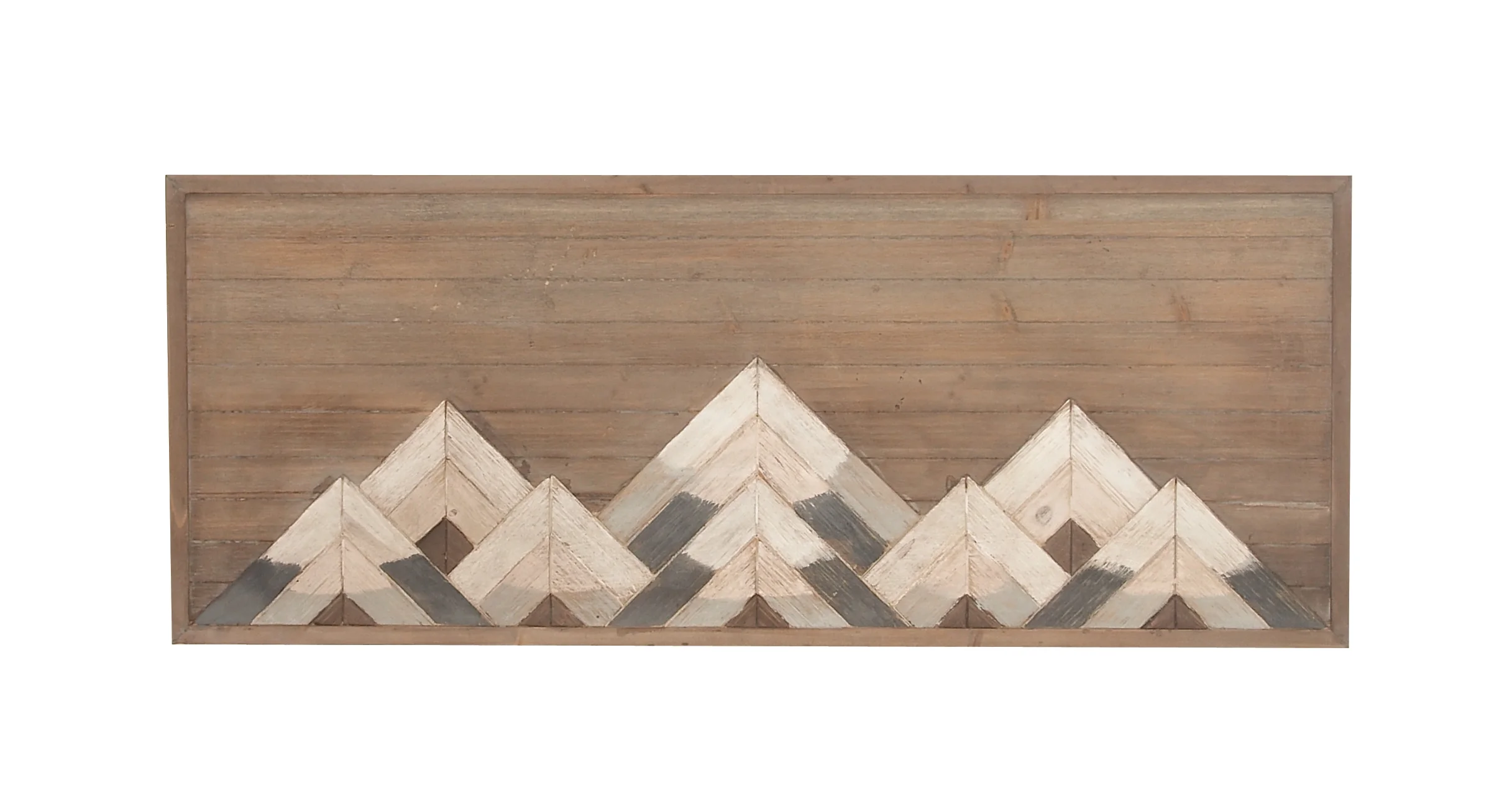 DecMode Brown Wood Mountain Geometric Wall Decor