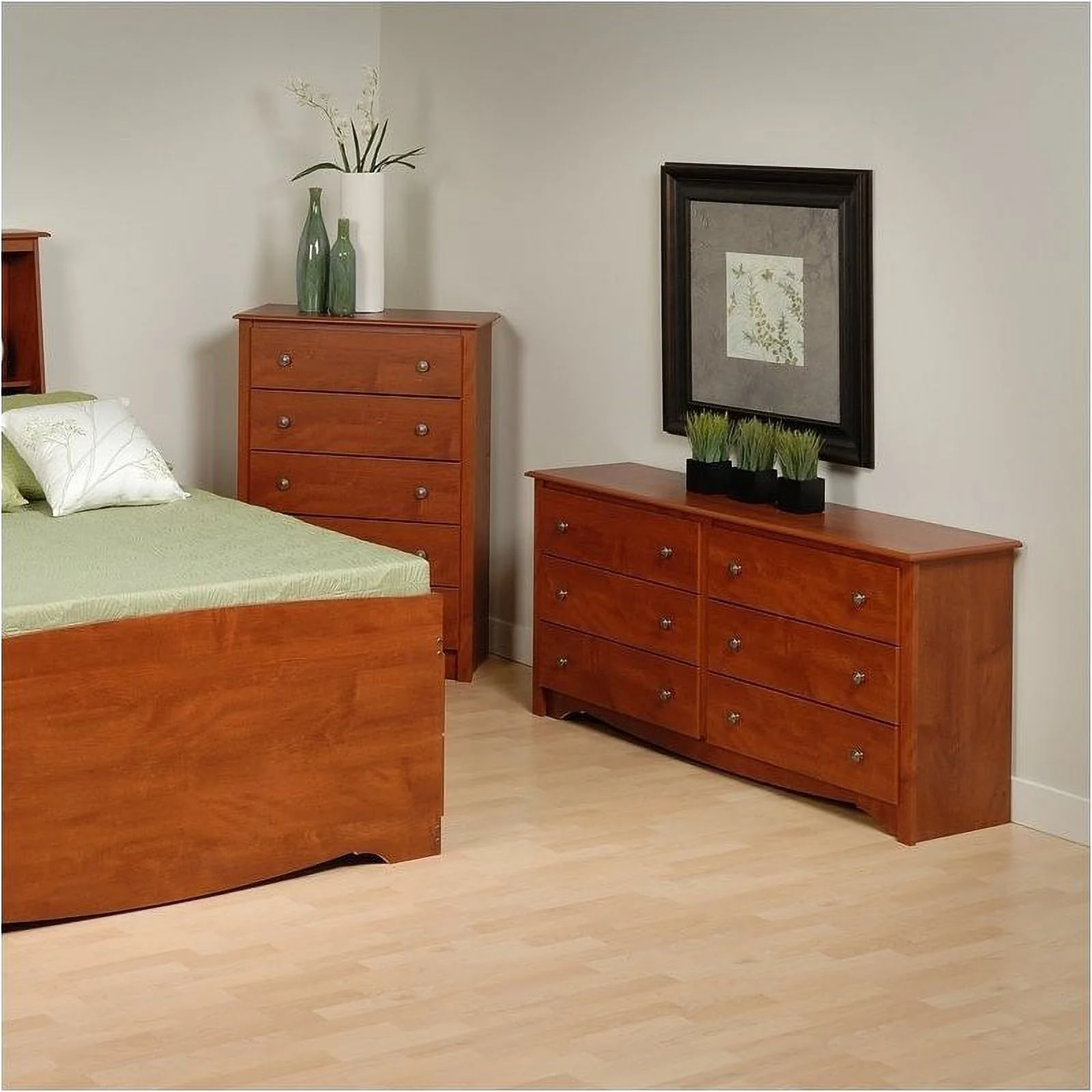 Pemberly Row 6 Drawer Double Dresser in Cherry