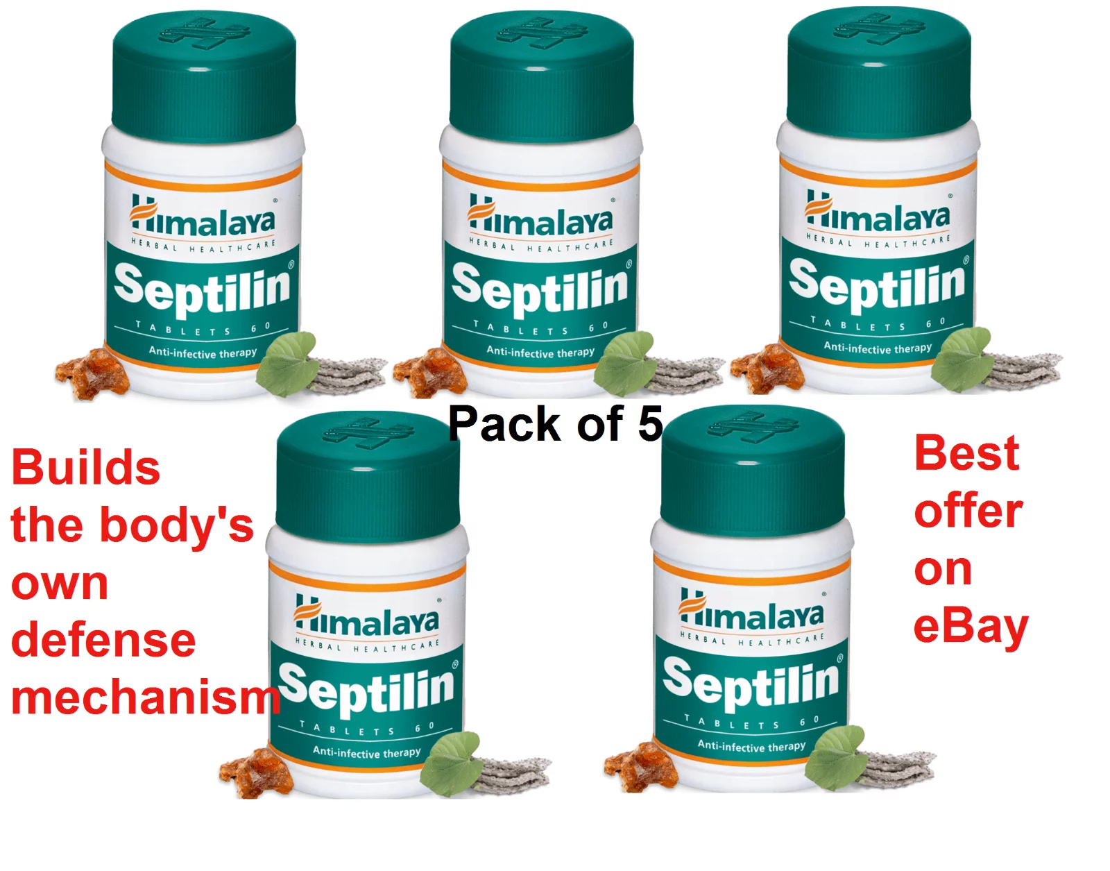 Himalaya Septilin 5 Pack 300 Tablets Anti Allergic Ayurvedic Immunity&nbsp;