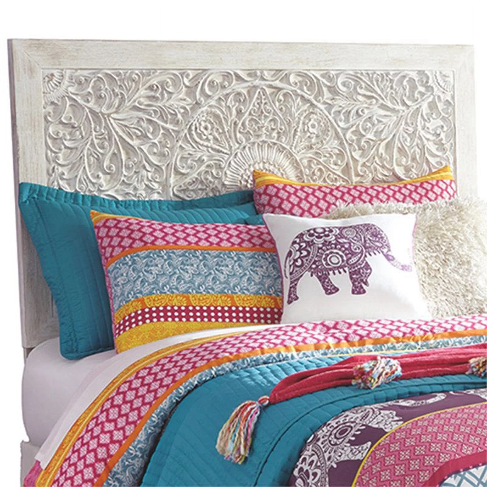 Bowery Hill Modern Engineered Wood Twin Panel Headboard in White