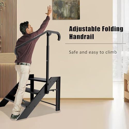 RV Step Stool, 3 Step Ladder, Hot Tub Steps with Handrail, Portable Pool Ladder, 660Lbs Heavy Duty Ladder Shelf Outdoor Mobile Home Stairs for Camper/Porch/SPA Pool/Pet Stairs(1 Pack)