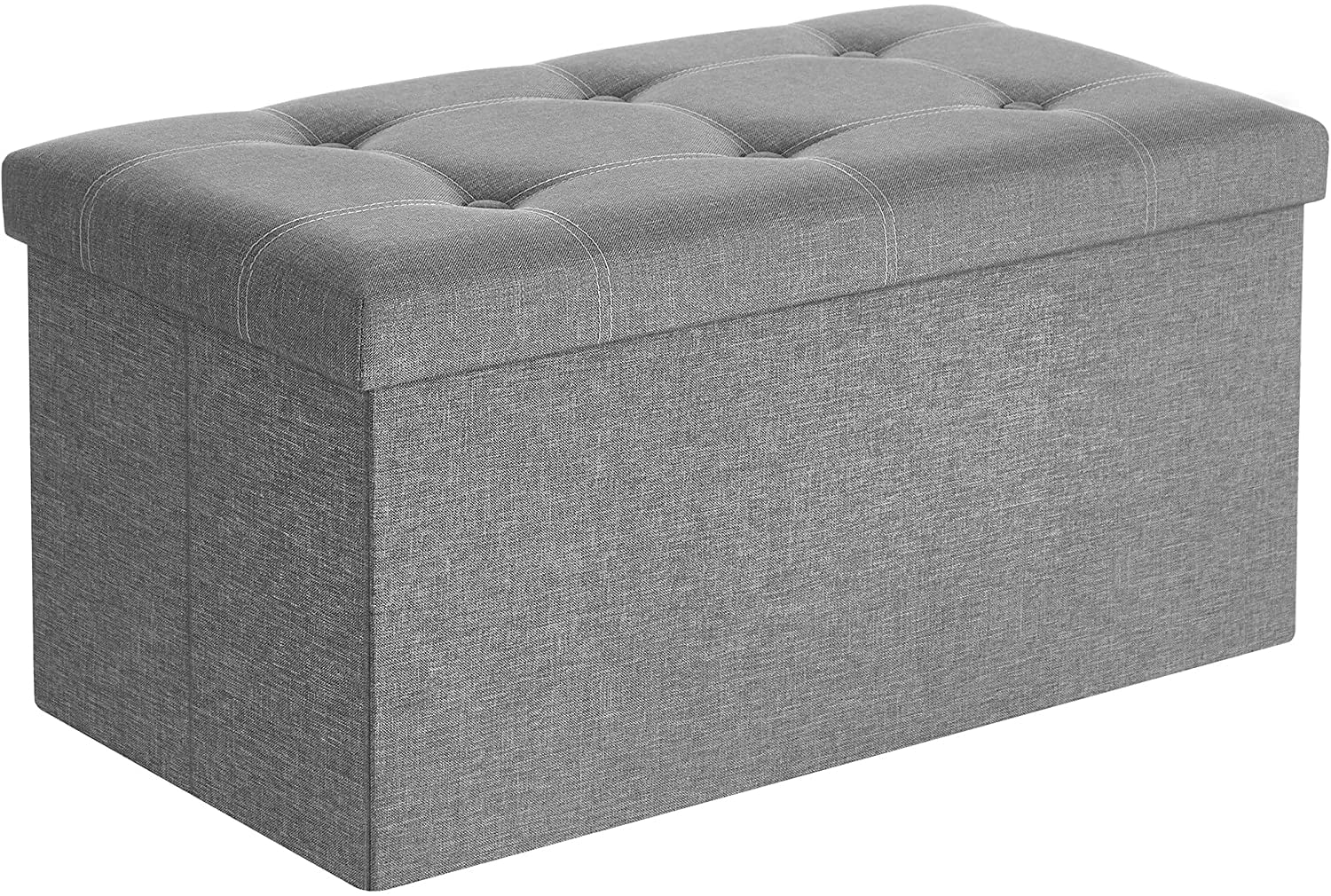 SONGMICS Storage Ottoman Holds 660 lb Ottoman with Storage Folding Storage Bench Footstool for Entryway Living Room Light Gray