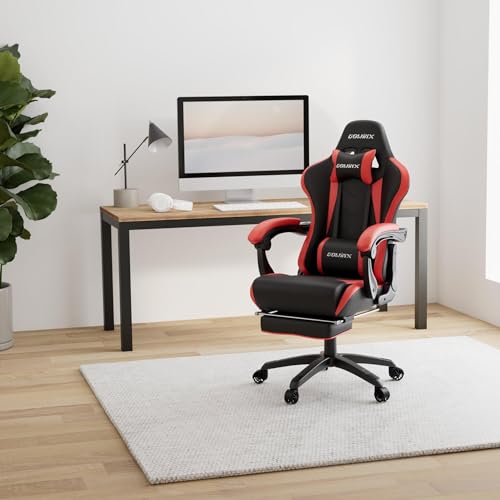 Dowinx Gaming Chair Ergonomic Racing Style Recliner with Massage Lumbar Support, Office Armchair for Computer PU Leather E-Sports Gamer Chairs with Retractable Footrest （Black&Grey）