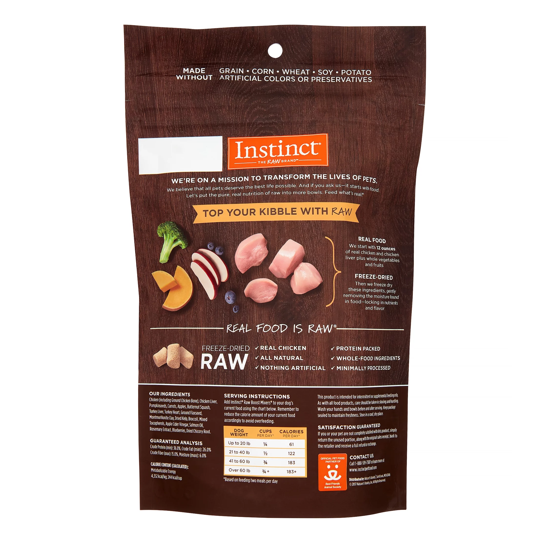 Instinct Freeze Dried Raw Boost Mixers Grain-Free Cage-Free Chicken Recipe All Natural Dog Food Topper by Nature's Variety, 6 oz. Bag