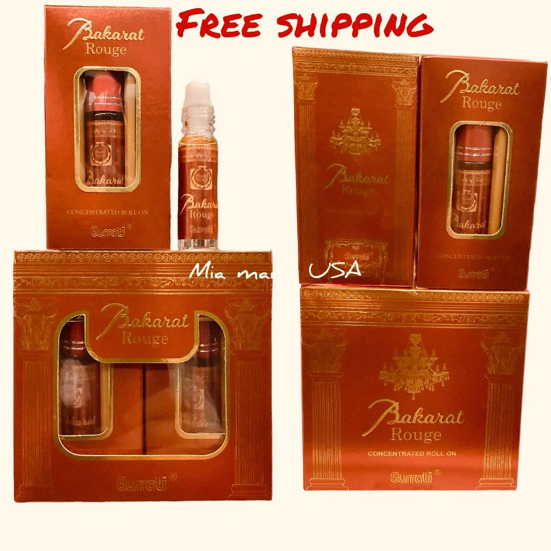 BAKARAT ROUGE CONCENTRATED ROOL ON UNISEX  PERFUME FREE FROM ALCOHOL BY SURRATI BOX OF 6 WITH FREE SHIPPING