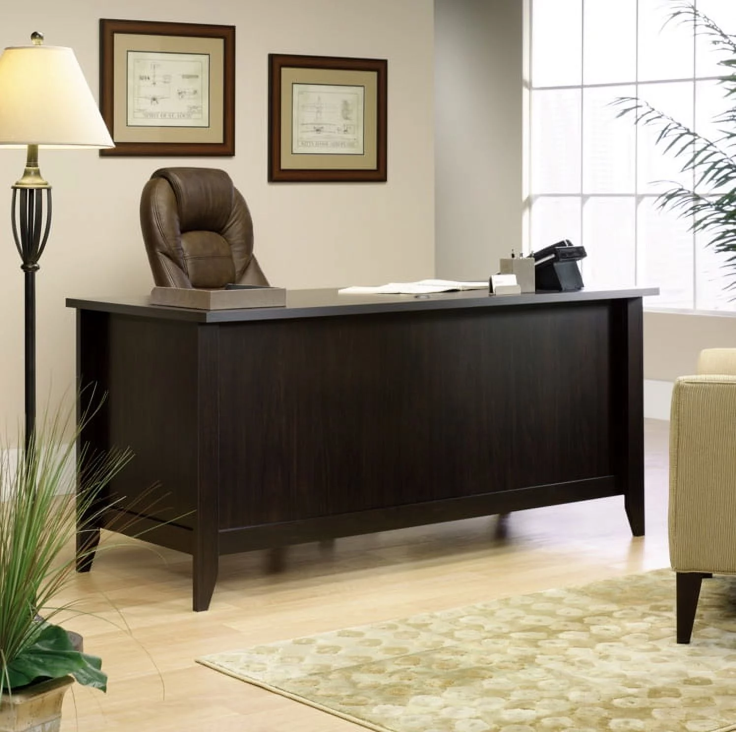 Sauder Shoal Creek Executive Desk, Jamocha Wood Finish