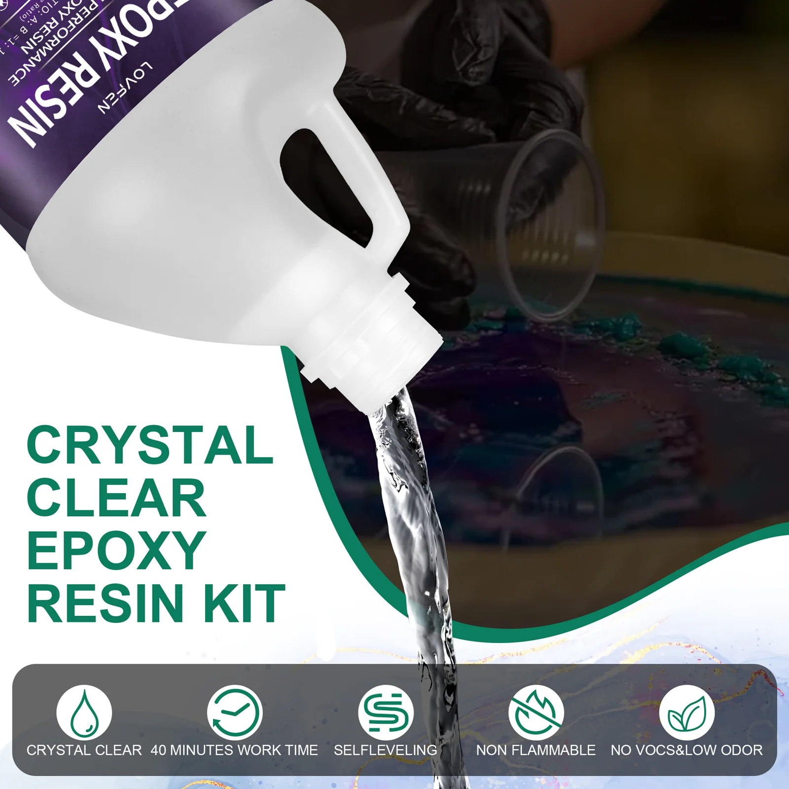 2 Gallon Epoxy Resin Art Resin for DIY,Jewelry,Tabletops,Crystal Clear,High-Performance Resin Epoxy
