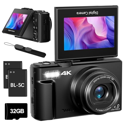 Cameras for Photography, 4K 64MP Digital Vlogging Camera for YouTube with 3