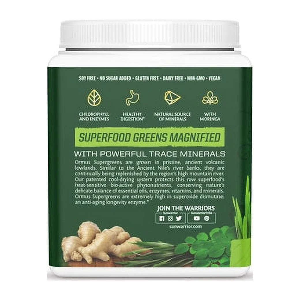 Sunwarrior Ormus Supergreen | Organic Probiotic Powder, Mint, 450g