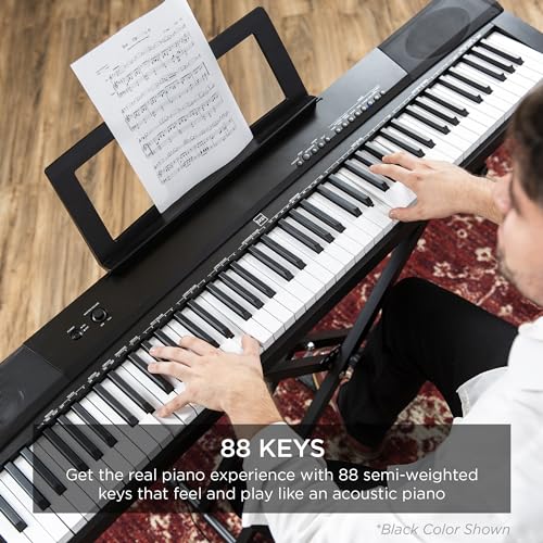 Best Choice Products 88-Key Full Size Digital Piano Electronic Keyboard Set for All Experience Levels w/Semi-Weighted Keys, Stand, Sustain Pedal, Built-In Speakers, 6 Voice Settings - Black