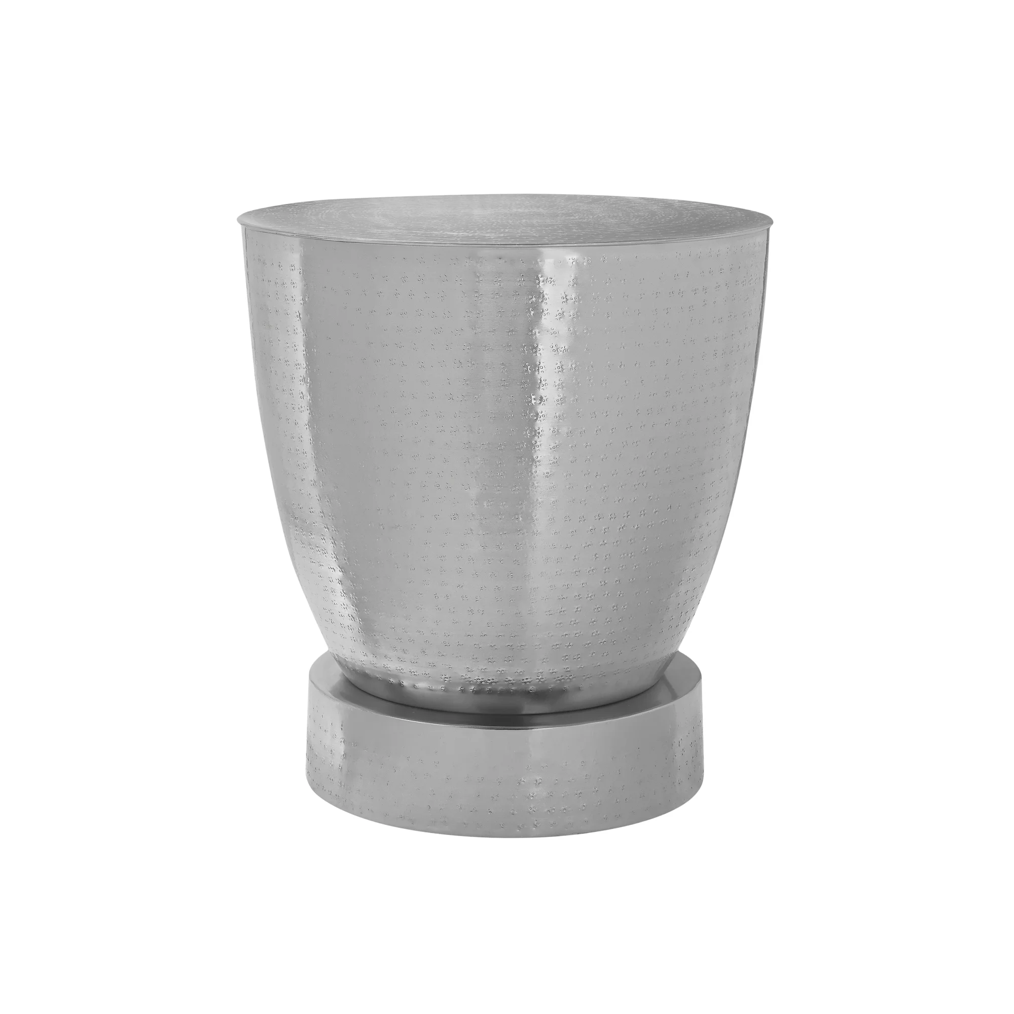 Contemporary Home Living Hammered Hand Crafted Drum Shaped End Table - 22