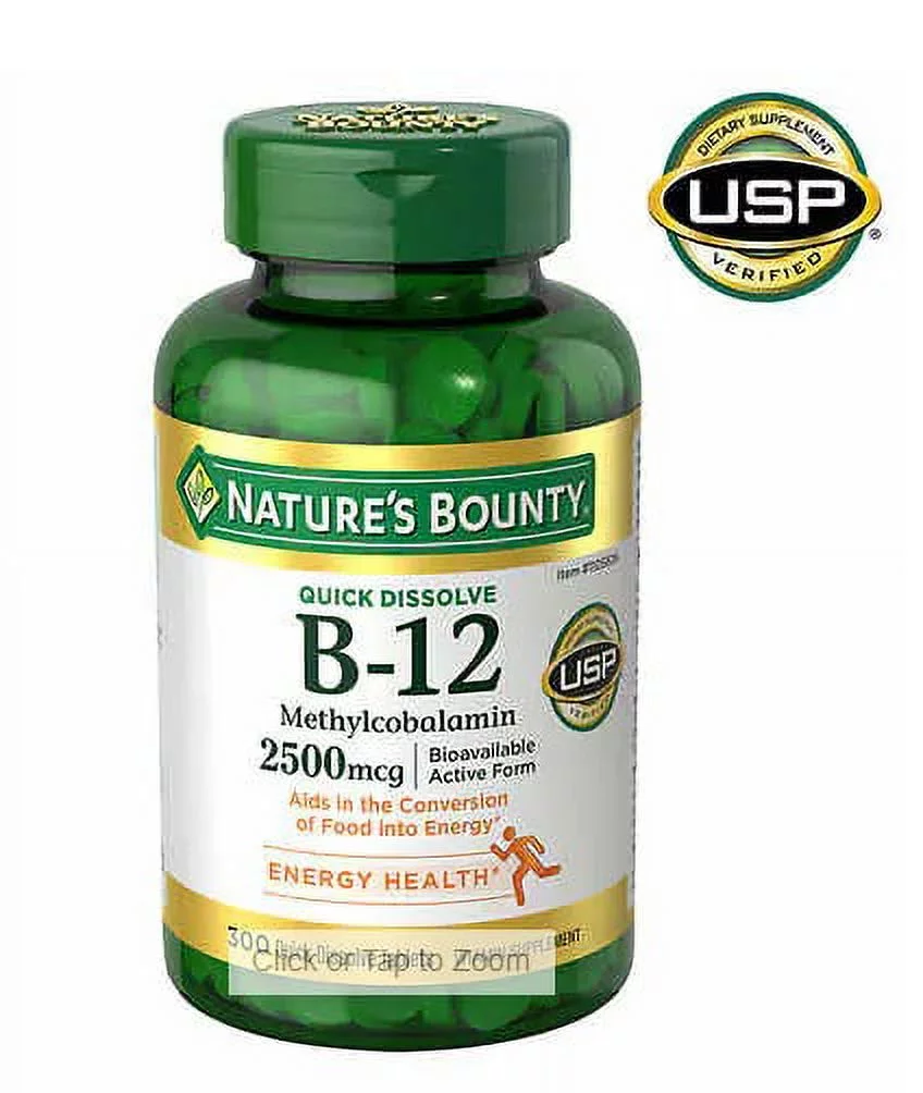 Nature's Bounty Vitamin B-12 2500 mcg, 300 Quick Dissolve Tablets