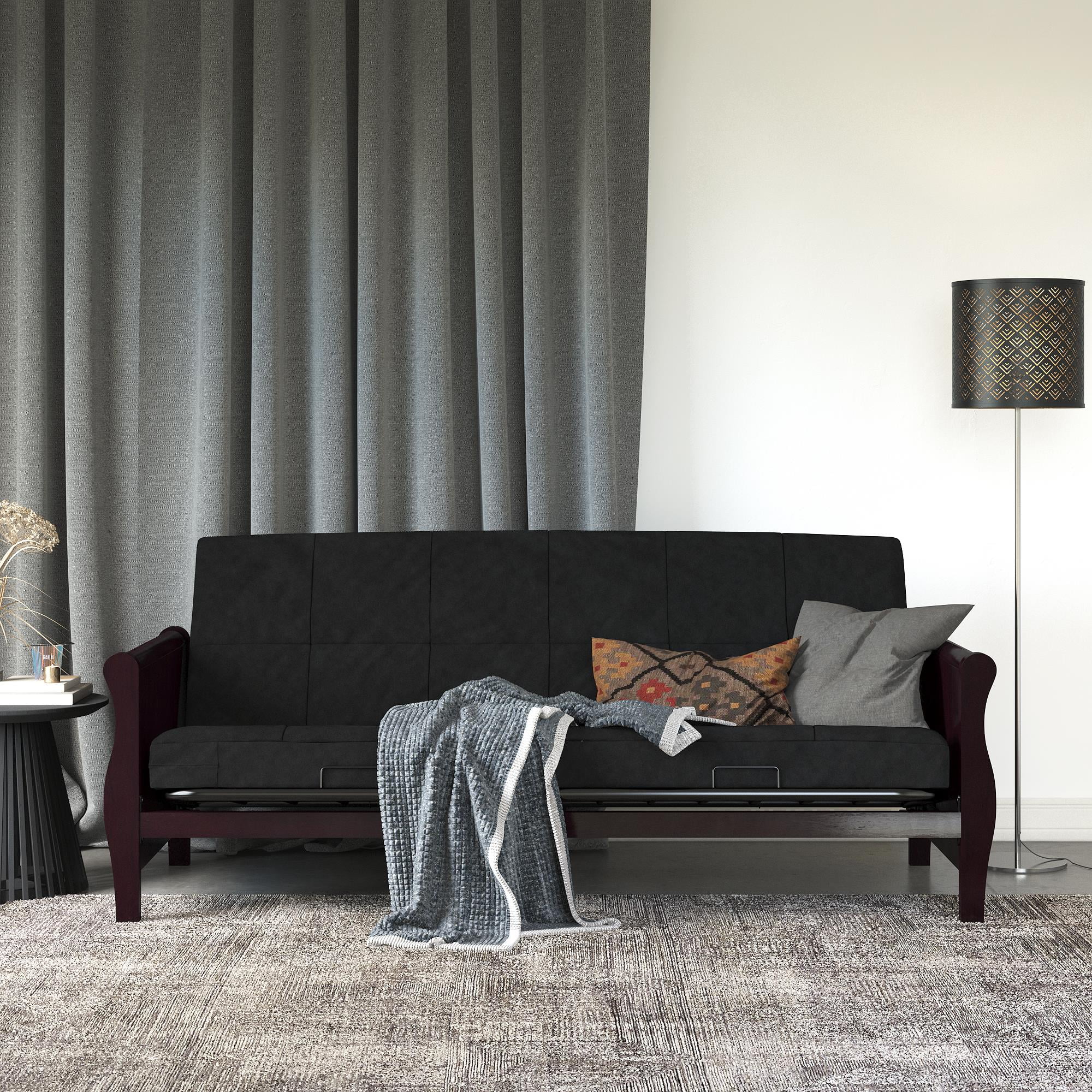 DHP Willow 6 Inch Full Size Quilted Microfiber Futon Mattress, Black