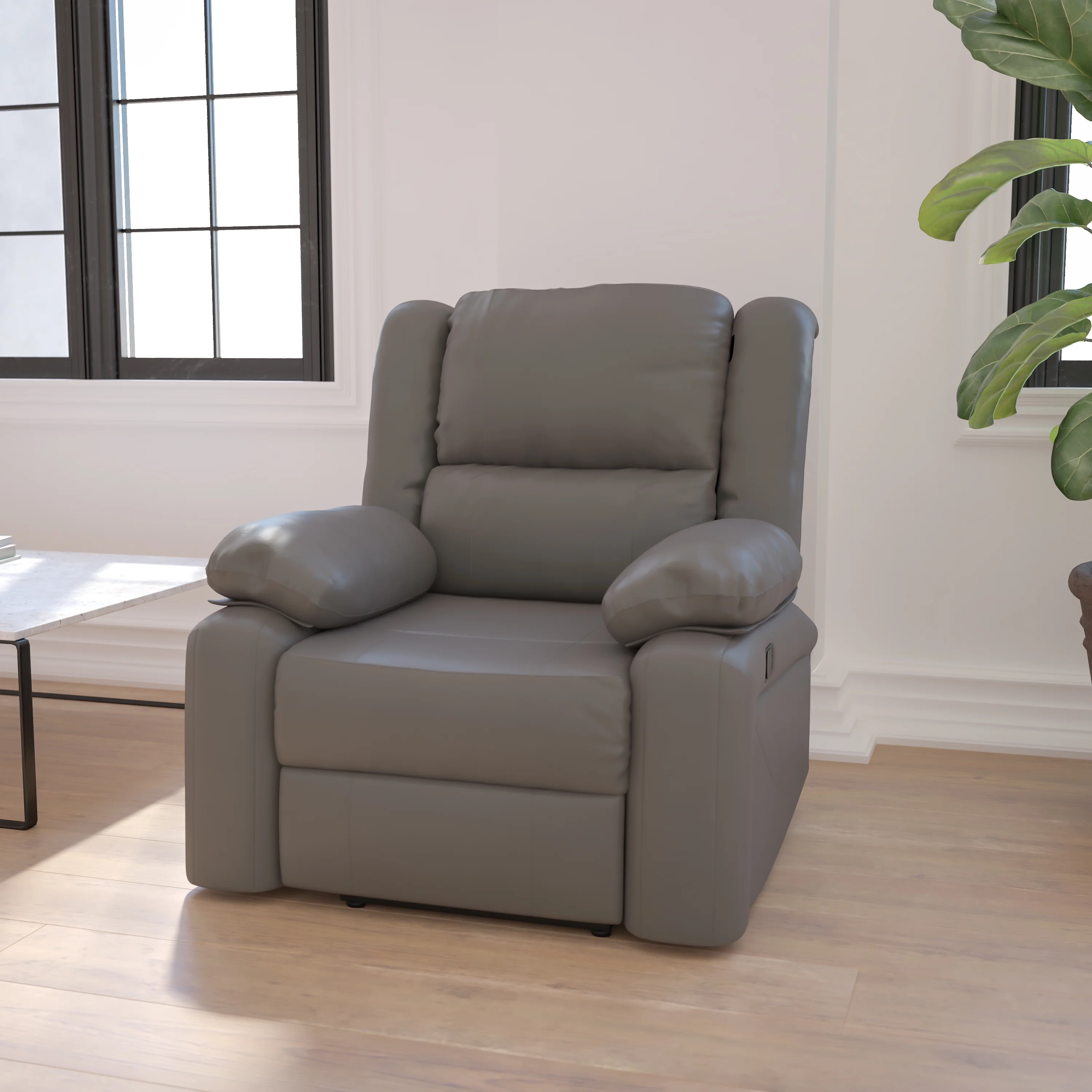 BizChair Gray LeatherSoft Recliner