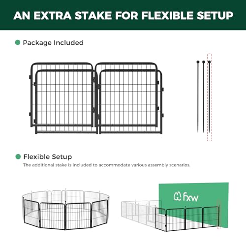 FXW Instant Dog Playpen, Portable Pet Fence for Outdoor, RV Trips, and Camping, 40inch, 16 Panels for Medium and Large Dogs│Patented
