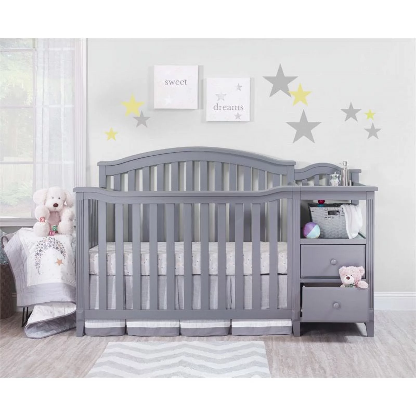 Sorelle Furniture Berkley 4-in-1 Convertible Crib and Changer, Gray