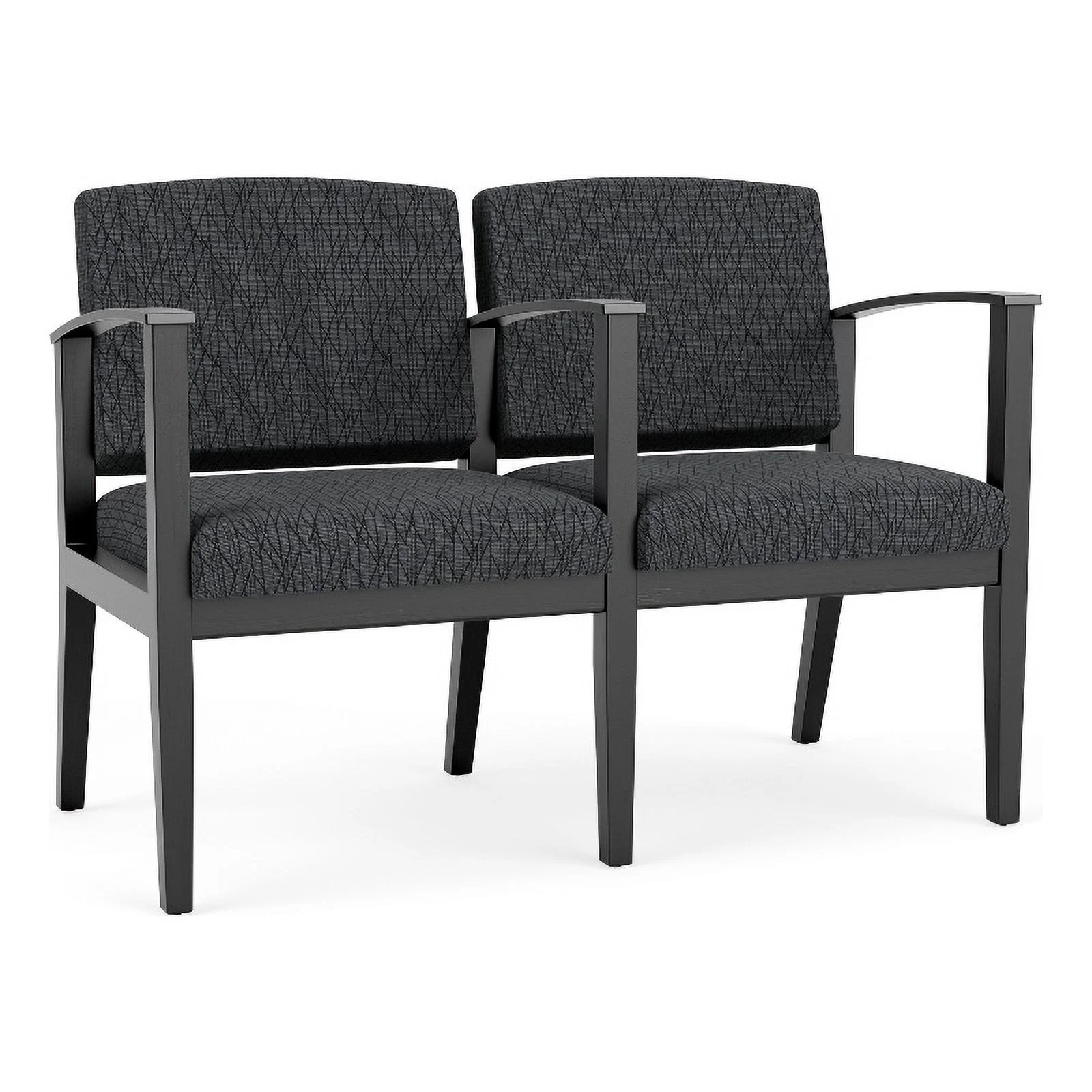Lesro Amherst Wood Reception 2 Seat Tandem Seating in Black/Adler Black