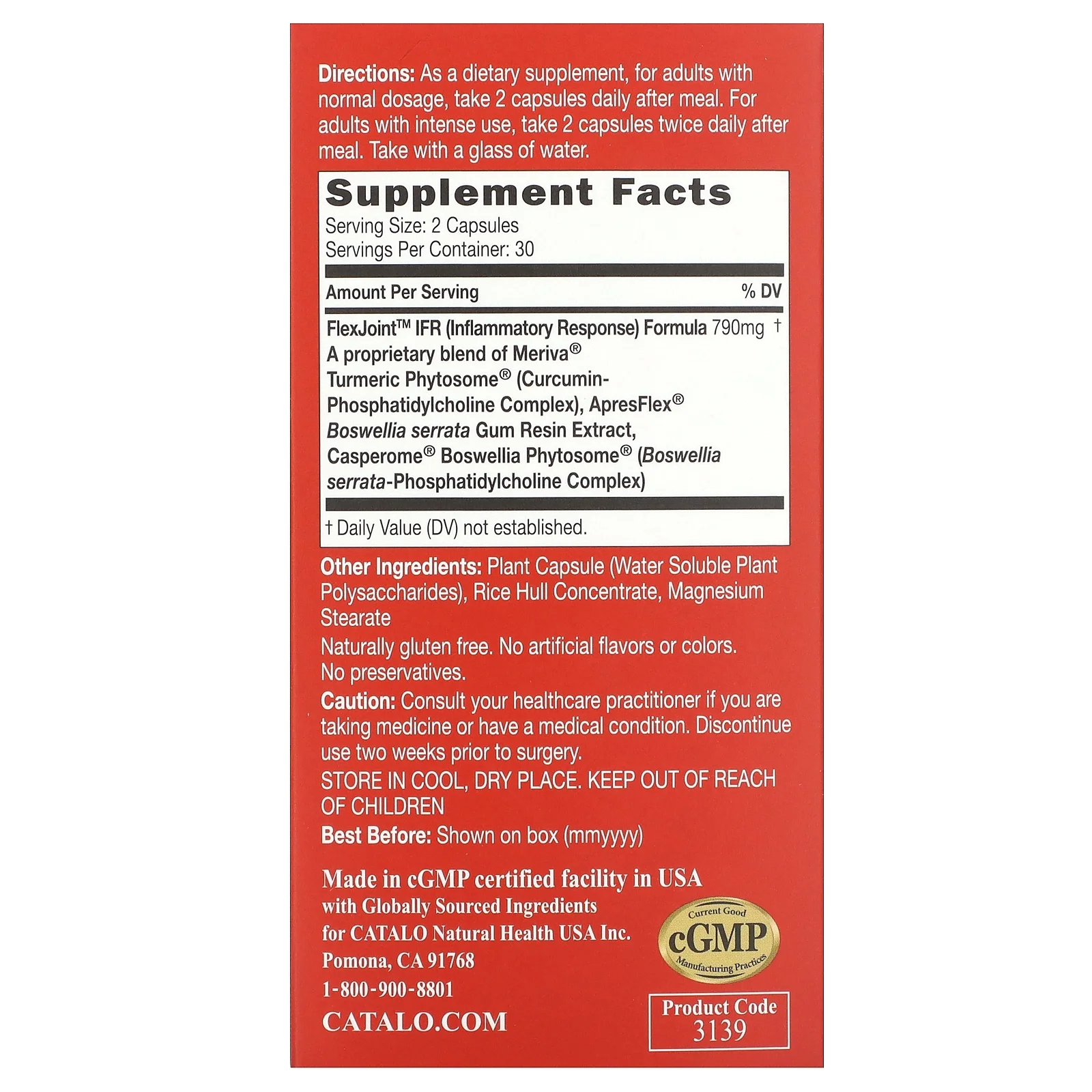 Catalo Naturals Extra Flexi Joint, IFR Formula, 60 Vegetarian Capsules