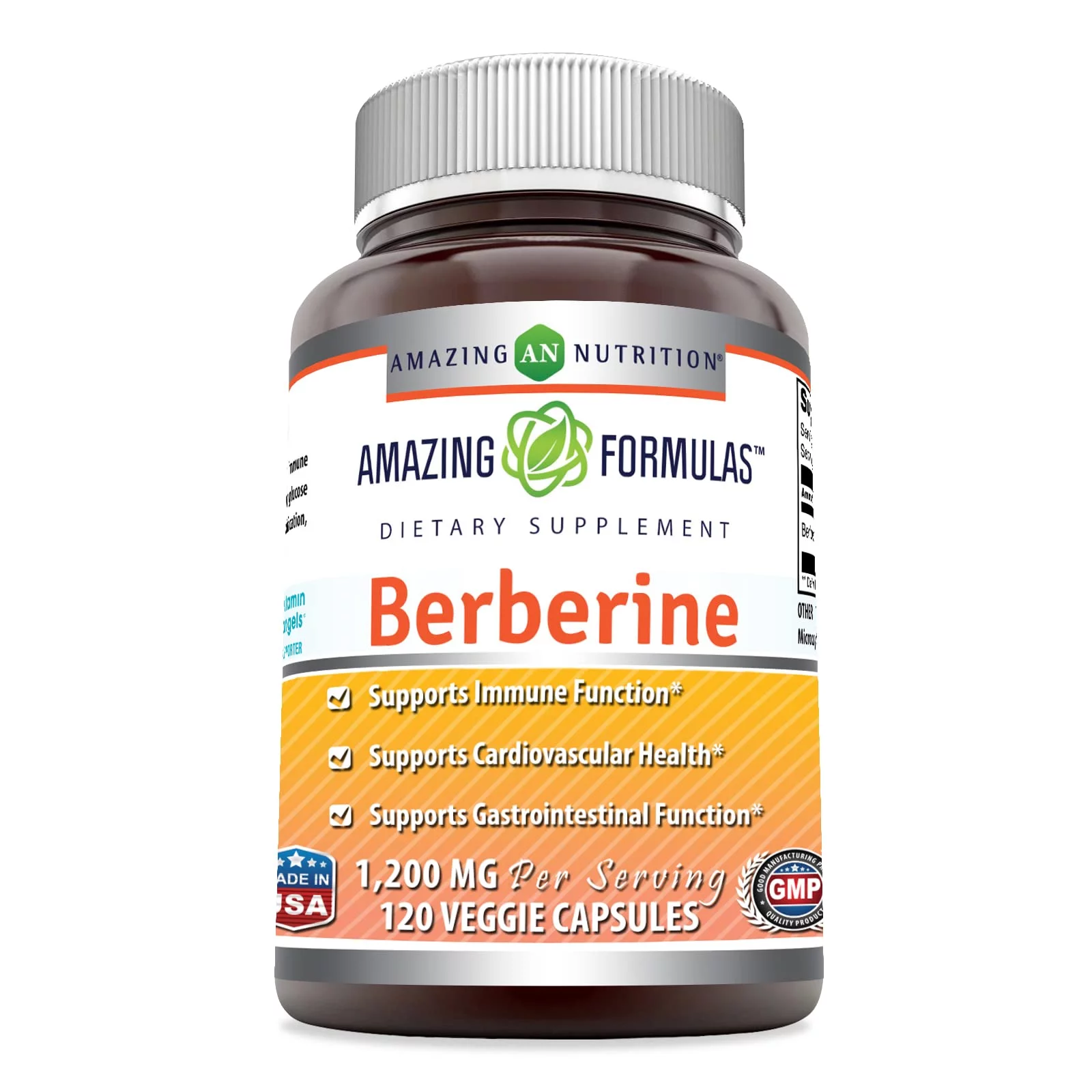 Amazing Formulas Berberine 1200 mg per Serving 120 Veggie Capsules Supplement | Non GMO | Gluten Free | Made in USA