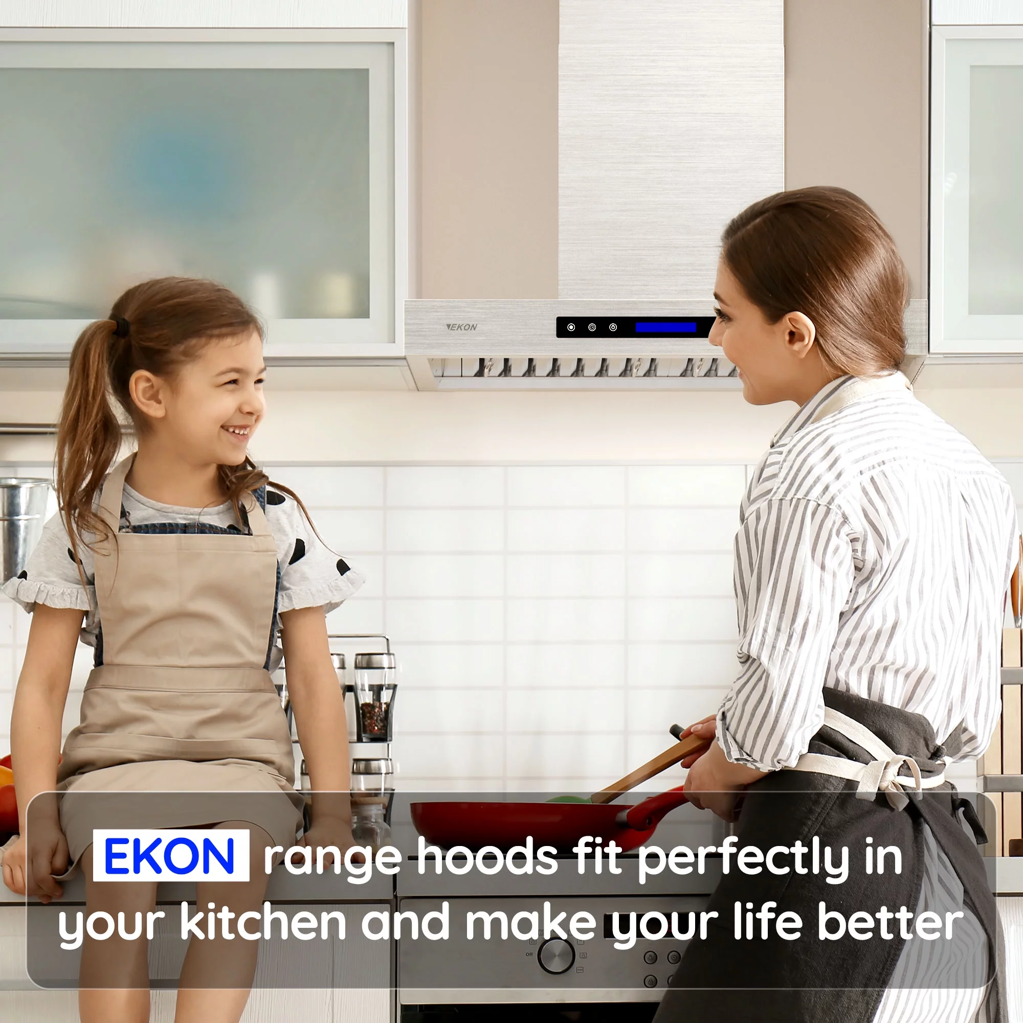 EKON Kitchen Expert 36 inch 900 CFM Stainless Steel Wall Mount Range Hood with Baffle Filters