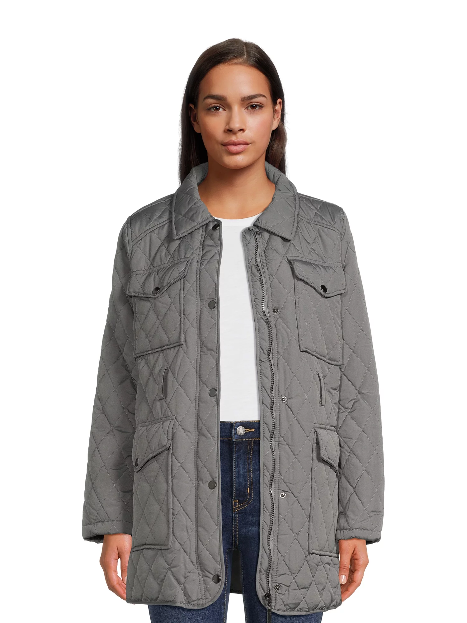 Urban Republic Women’s Thin Quilted Barn Jacket with Belt