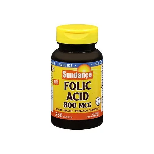 Sundance Folic Acid B-9 Prenatal Support Gluten-Free 800mcg, 250ct, 6-Pack