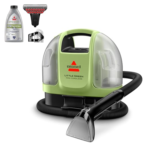 BISSELL Little Green Mini Cordless Portable Carpet and Upholstery Deep Cleaner, Car/Auto Detailer, with HydroRinse Self-Cleaning Tool and 4